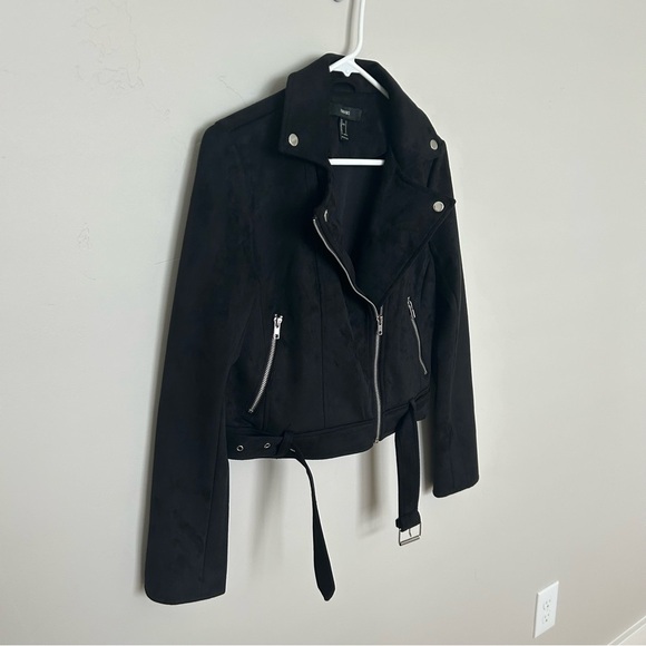 Women’s Forever 21 Black Moto Jacket, Faux Suede, Size Small - Picture 2 of 8